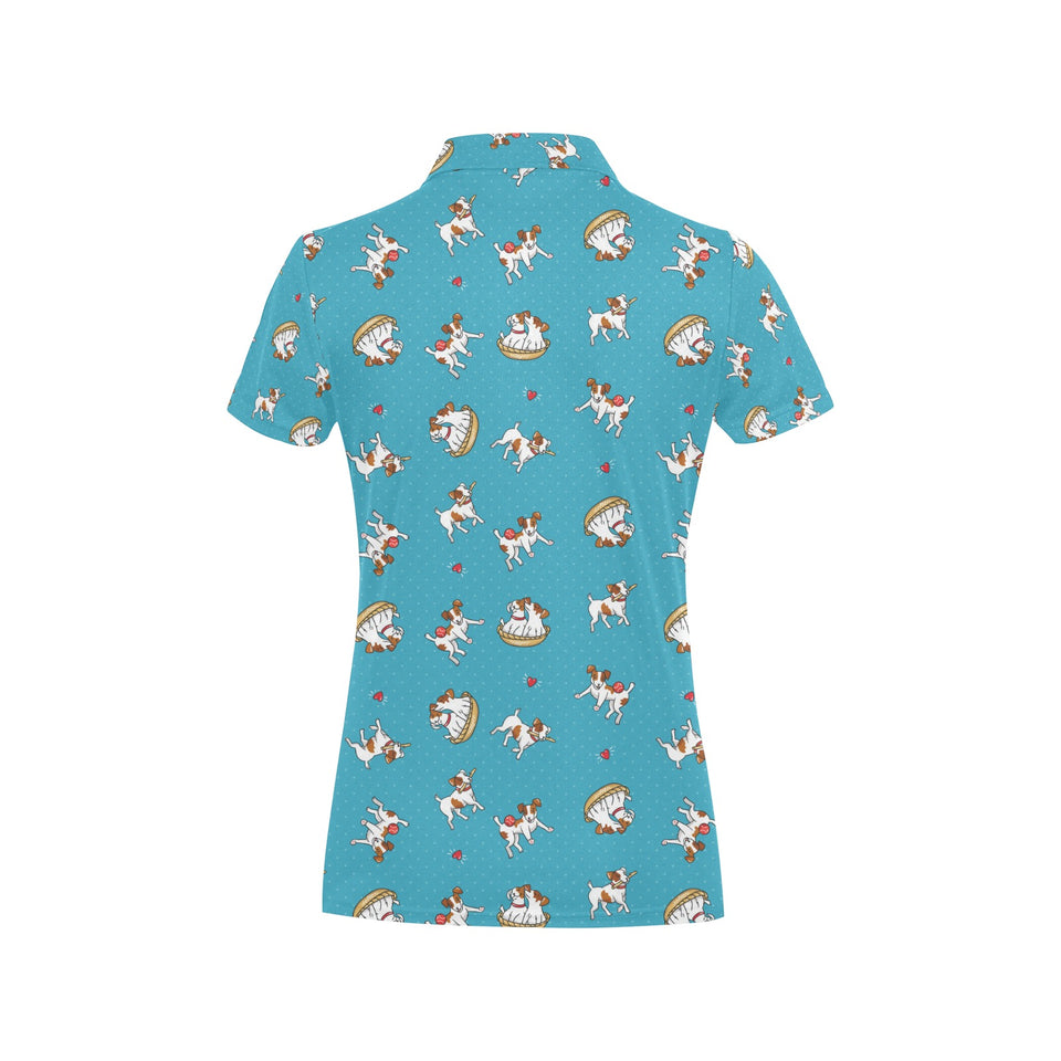 Jack Russel Pattern Print Design 03 Women's All Over Print Polo Shirt