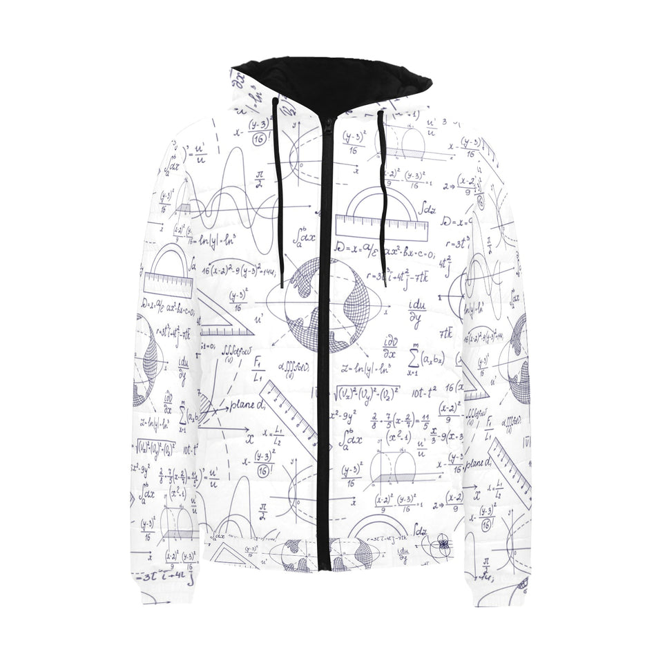 Math Pattern Print Design 03 Men's Padded Hooded Jacket