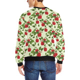 Red apples leaves pattern Men's Crew Neck Sweatshirt