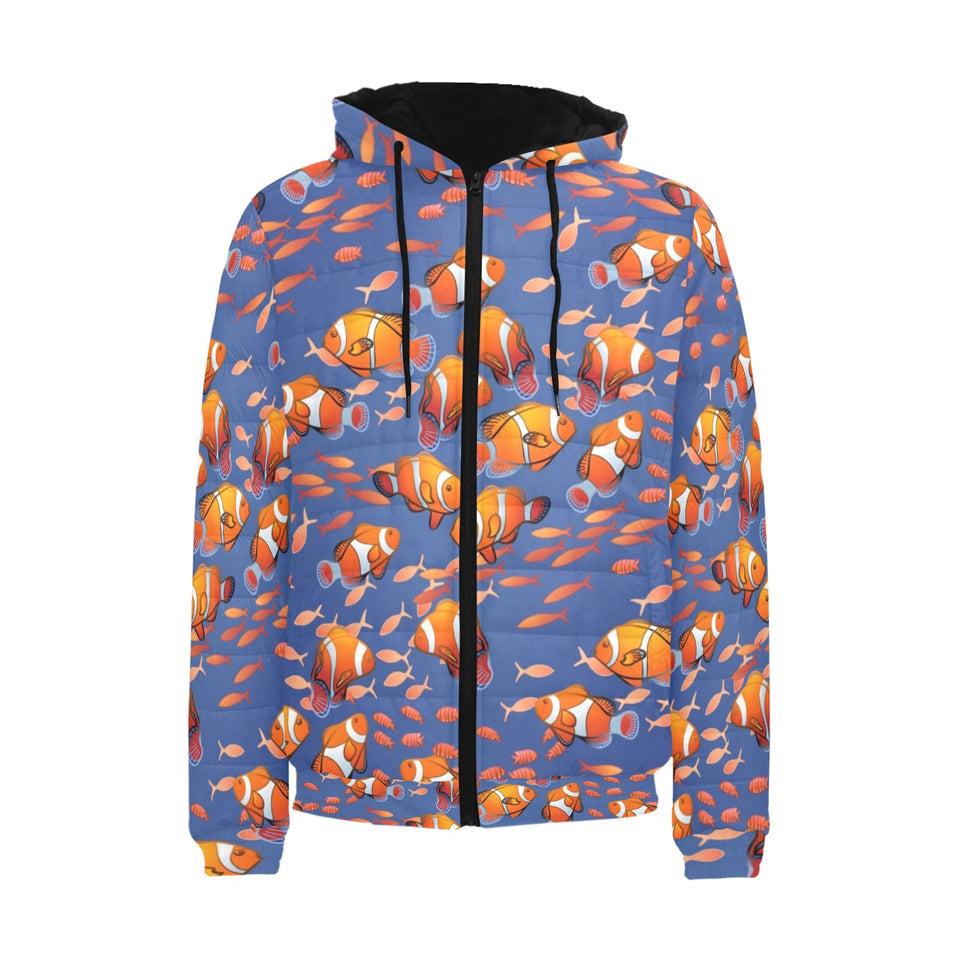 Clown Fish Pattern Print Design 04 Men's Padded Hooded Jacket