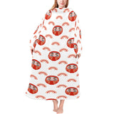 Daruma japanese wooden doll design pattern Blanket Robe with Sleeves