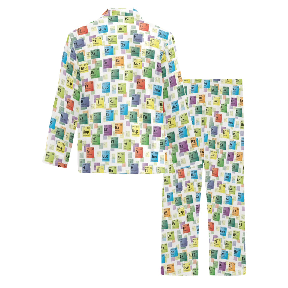 Chemistry Periodic Table Pattern Print Design 05 Men's Long Pajama Set