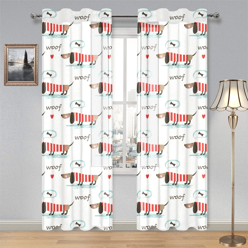 Cute dachshund bone pattern Gauze Curtain