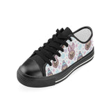 Cute pug hat rabbit costume pattern Kids' Boys' Girls' Low Top Canvas Shoes Black