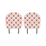 Daruma japanese wooden doll design pattern Car Headrest Cover