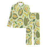 Durian leaves pattern background Men's Long Pajama Set