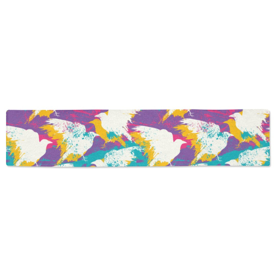 Colorful crow illustration pattern Table Runner