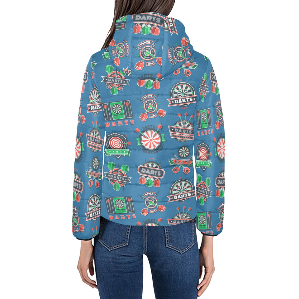 Darts Pattern Print Design 02 Women's Padded Hooded Jacket