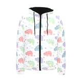 Hippopotamus Pattern Print Design 03 Men's Padded Hooded Jacket