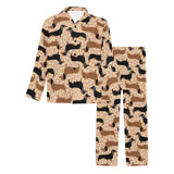 Dachshund floral background Men's Long Pajama Set