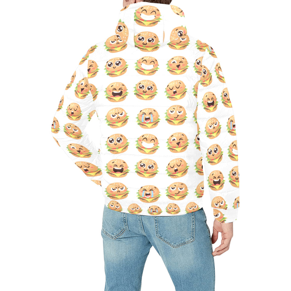 Hamburger Pattern Print Design 04 Men's Padded Hooded Jacket