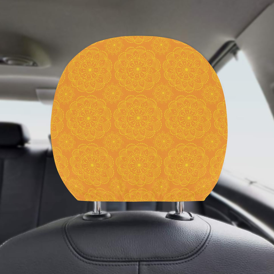 Orange traditional indian element pattern Car Headrest Cover