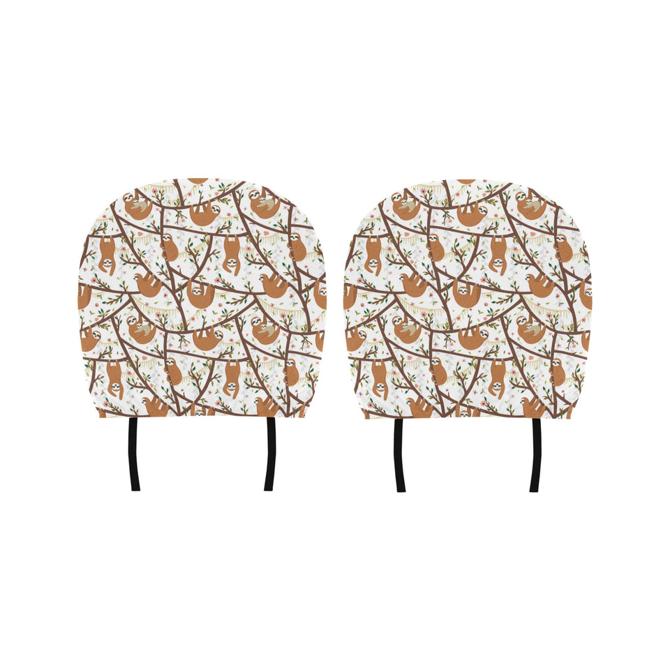 Sloths hanging on the tree pattern Car Headrest Cover