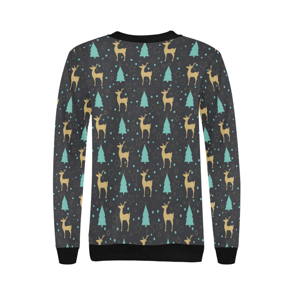 Deers star tree pattern Women's Crew Neck Sweatshirt