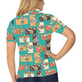 Camera Pattern Print Design 03 Women's All Over Print Polo Shirt