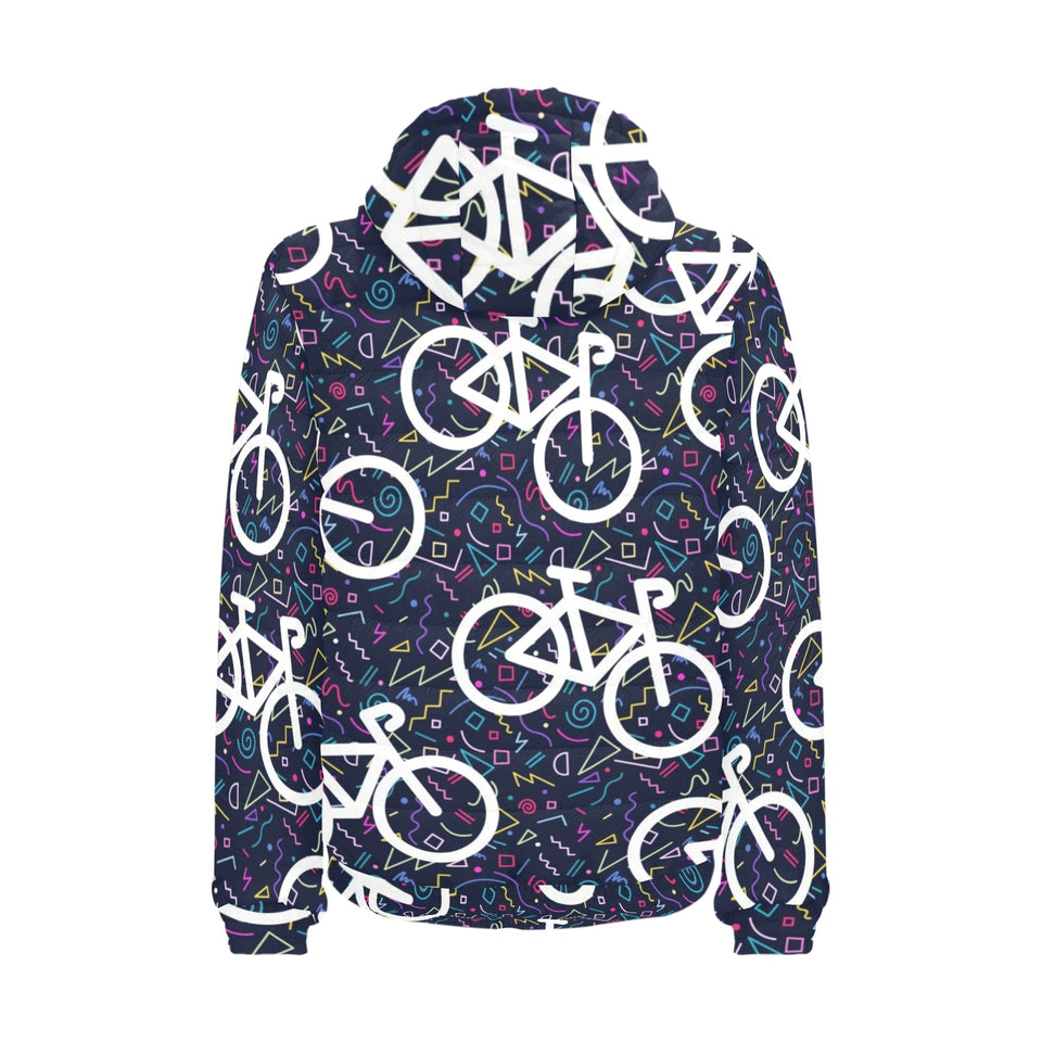 Bicycle Pattern Print Design 03 Men's Padded Hooded Jacket
