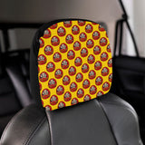 Daruma japanese wooden doll yellow background Car Headrest Cover
