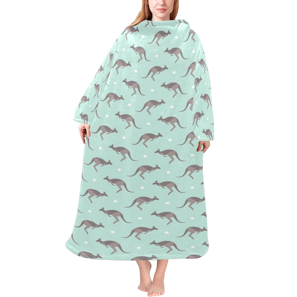 Kangaroo pattern background Blanket Robe with Sleeves