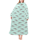 Kangaroo pattern background Blanket Robe with Sleeves