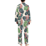 heliconia flowers, palm and monstera leaves Men's Long Pajama Set