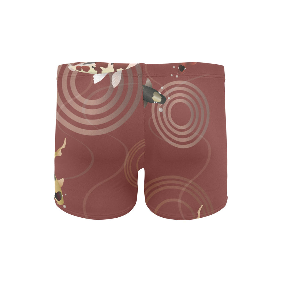 Koi Fish Carp Fish red background Men's Swimming Trunks