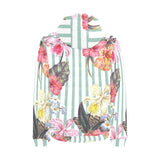 Colorful orchid flower pattern Men's Padded Hooded Jacket