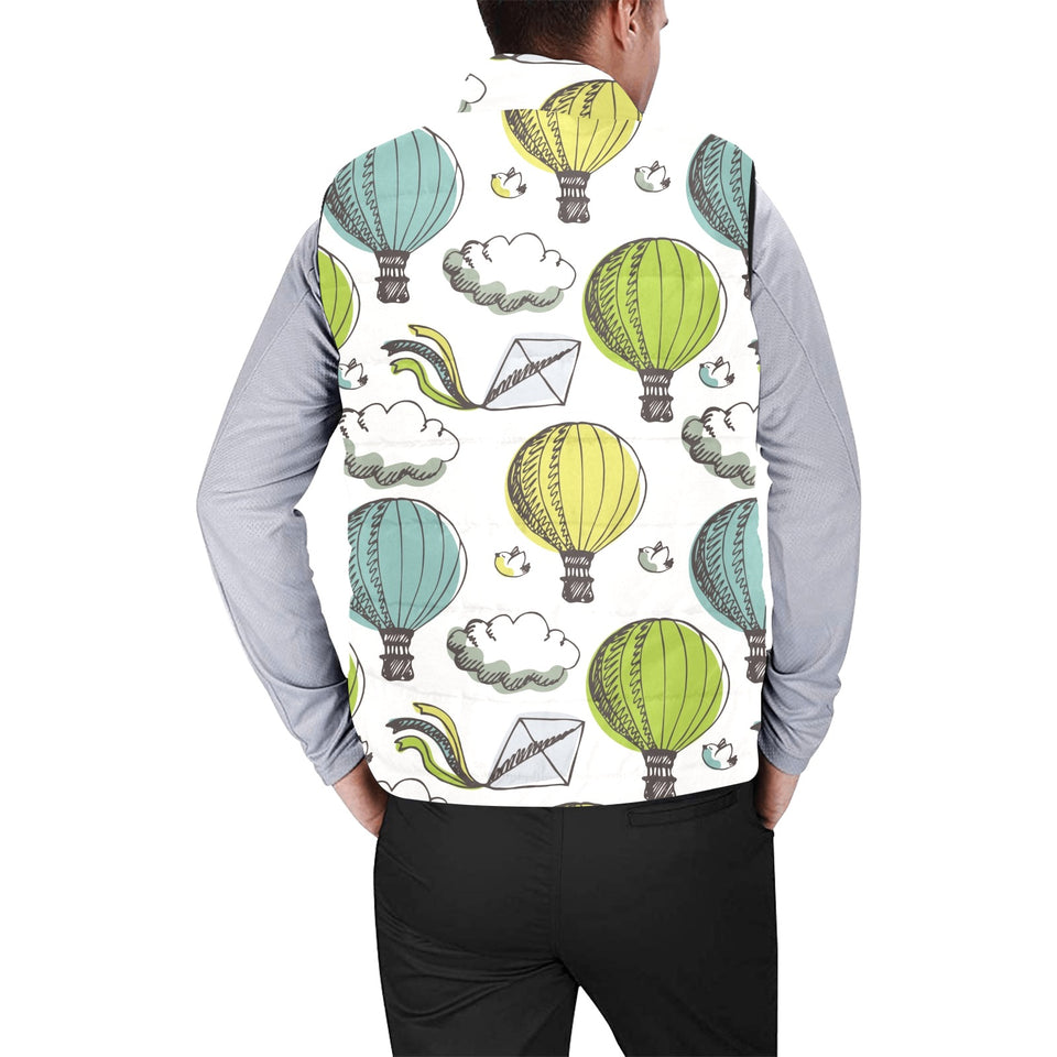 Hot Air Balloon Bird Cloud Pattern Men's Padded Vest