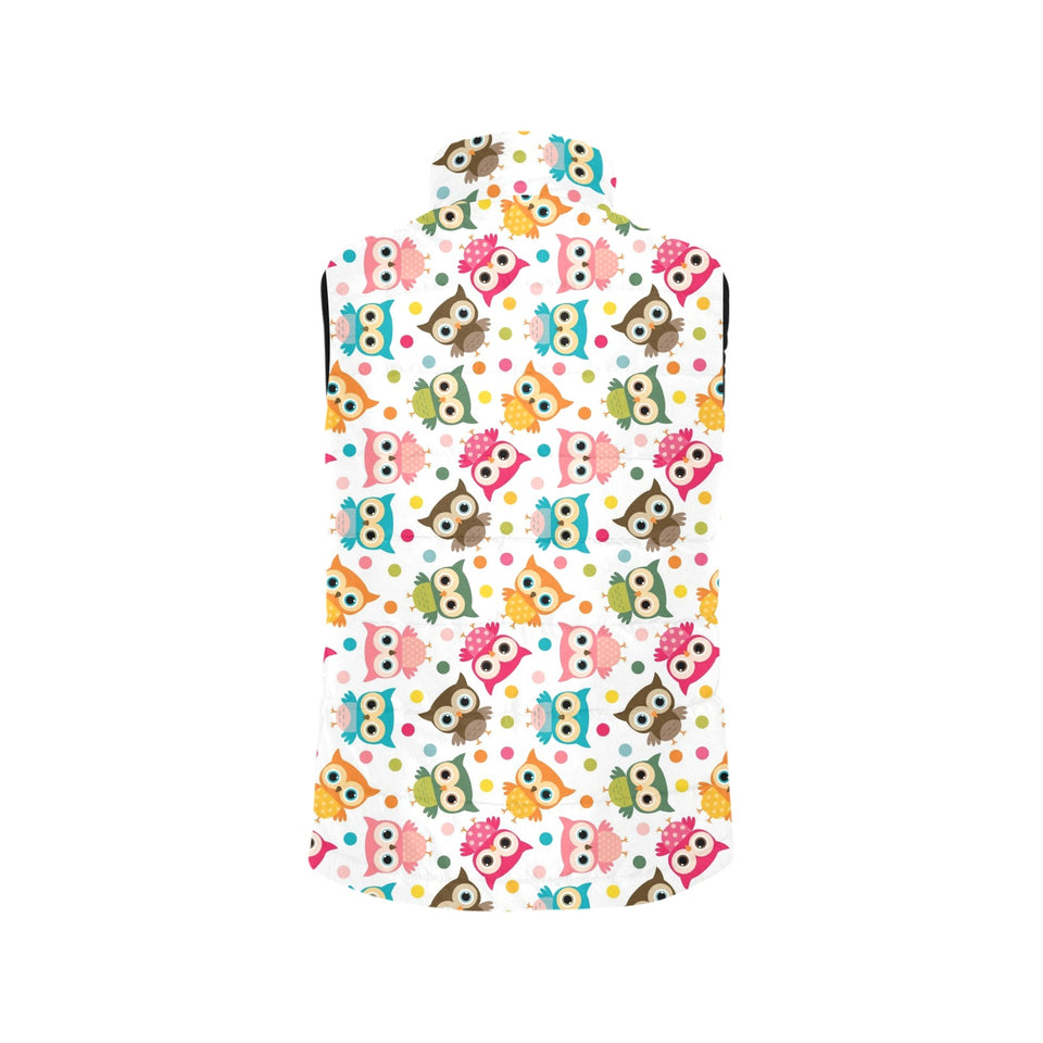 Color cute owl pattern Men's Padded Vest