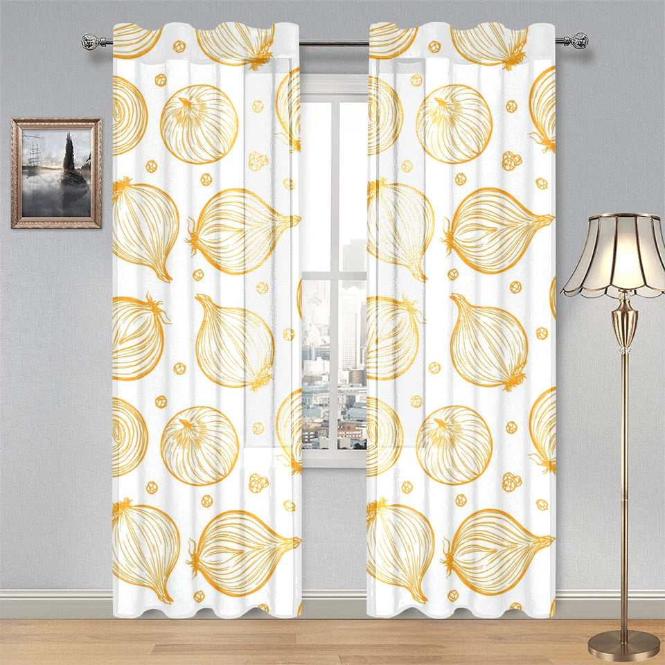 hand drawn onion pattern Gauze Curtain