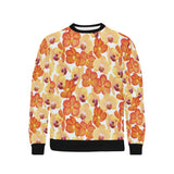 Orange yellow orchid flower pattern background Men's Crew Neck Sweatshirt