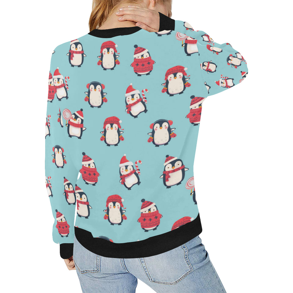 Cute penguin christmas  design pattern Women's Crew Neck Sweatshirt