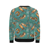 cute brown sea otters ornamental seaweed corals gr Men's Crew Neck Sweatshirt