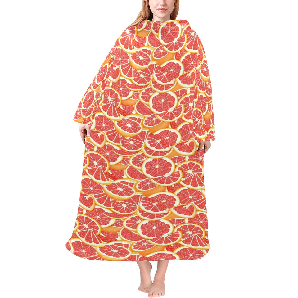 Tropical grapefruit pattern Blanket Robe with Sleeves