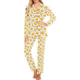 Fried Eggs Pattern Print Design 02 Women's Long Pajama Set