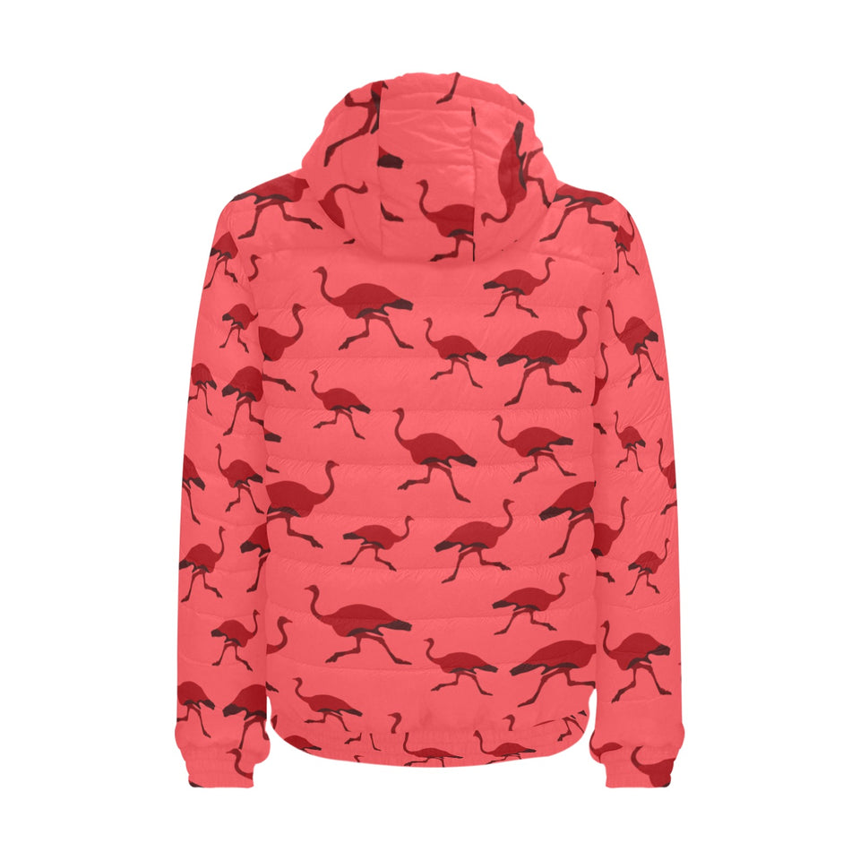 Ostrich Pattern Print Design 03 Men's Padded Hooded Jacket