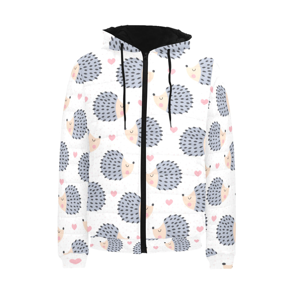 Hedgehog Pattern Print Design 04 Men's Padded Hooded Jacket