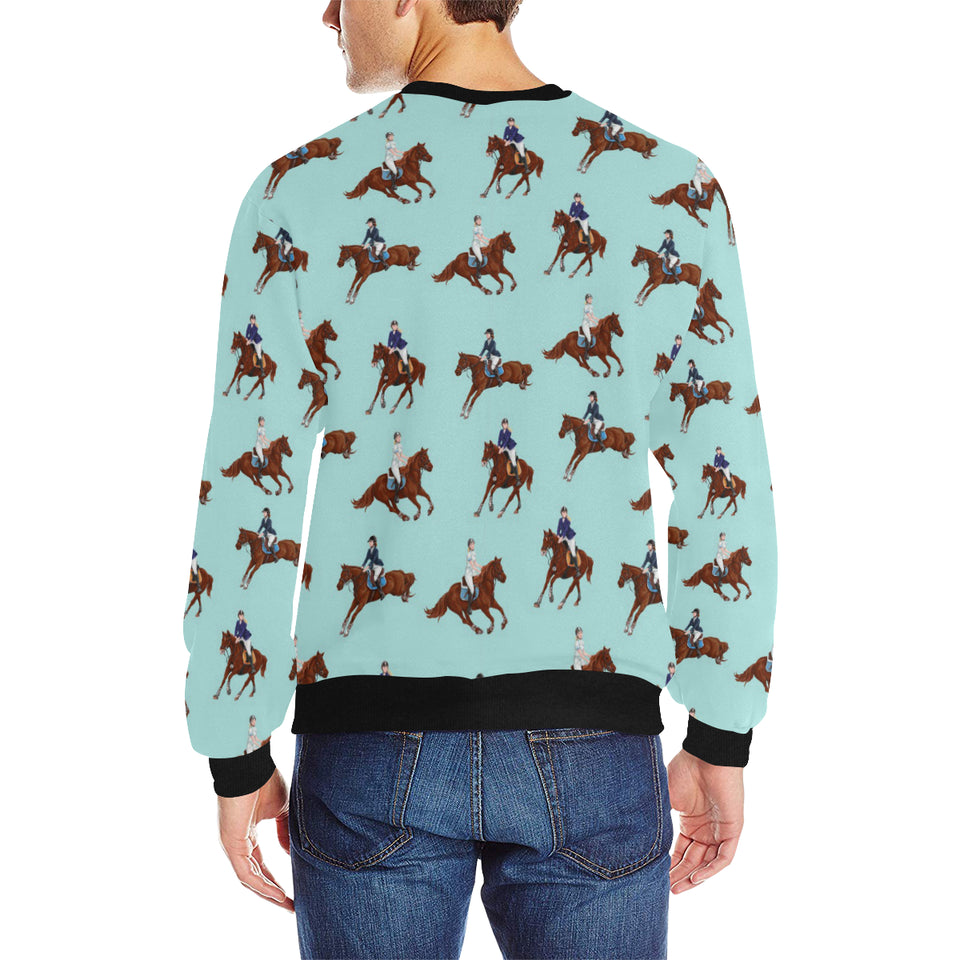 Horses running horses rider pattern Men's Crew Neck Sweatshirt