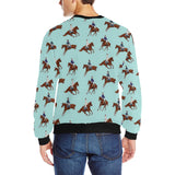 Horses running horses rider pattern Men's Crew Neck Sweatshirt