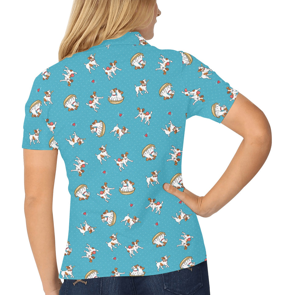 Jack Russel Pattern Print Design 03 Women's All Over Print Polo Shirt