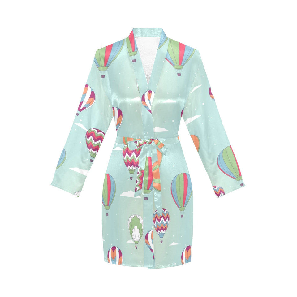 Hot Air Balloon design Pattern Women's Long Sleeve Belted Night Robe