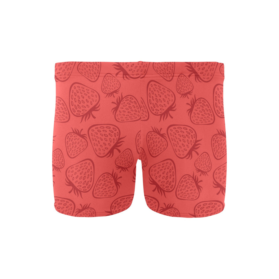 strawberry pattern red background Men's Swimming Trunks