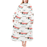 Cute dachshund bone pattern Blanket Robe with Sleeves