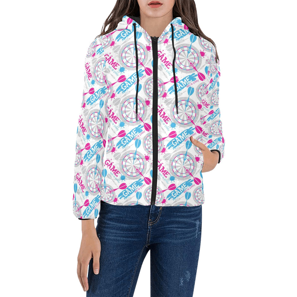 Darts Pattern Print Design 01 Women's Padded Hooded Jacket