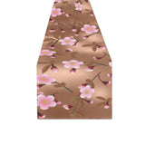 Pink sakura cherry blossom drak brown background Table Runner