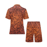 cacao beans tribal polynesian pattern Men's V-Neck Short Pajama Set
