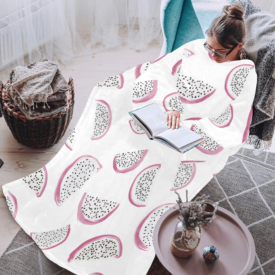 dragon fruit pattern Blanket Robe with Sleeves