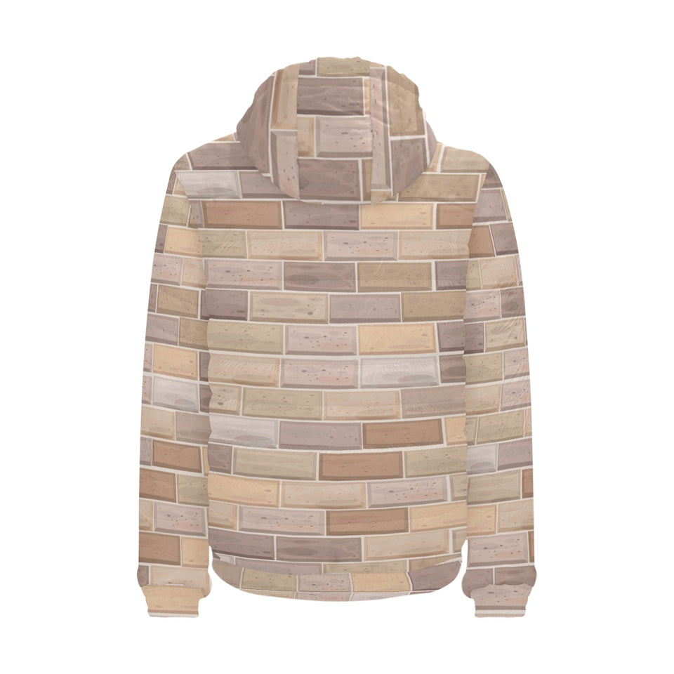 Brick Printed Pattern Print Design 01 Men's Padded Hooded Jacket