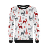 Deer tree snowflakes chrismas pattern Women's Crew Neck Sweatshirt
