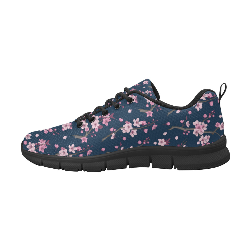 Pink sakura cherry blossom blue background Women's Sneaker Shoes