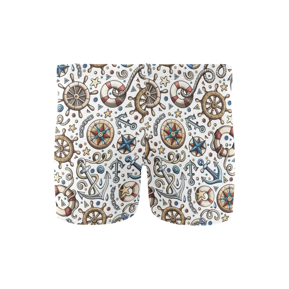 Cute nautical steering wheel anchor pattern Men's Swimming Trunks